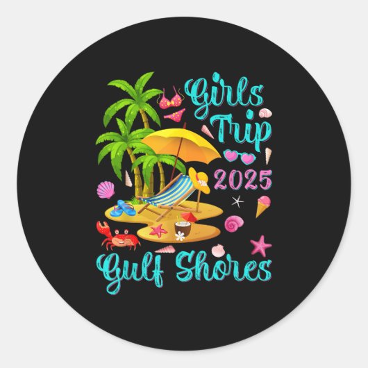 Gulf Shores Beach Alabama Summer Vacation Girls Tr ラウンドシール (正面)