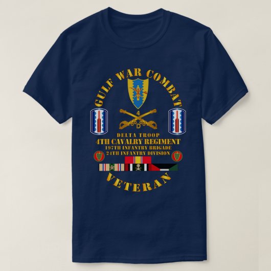 GulfCombat騎兵獣医デルタ部隊4th Cav 197th Tシャツ (デザイン正面)