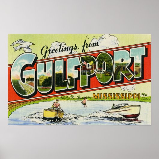 Gulfportミシシッピ州からの挨拶 ポスター (正面)