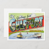 Gulfport，ミシシッピーヴィンテージ大文字葉書 ポストカード (正面/裏面)