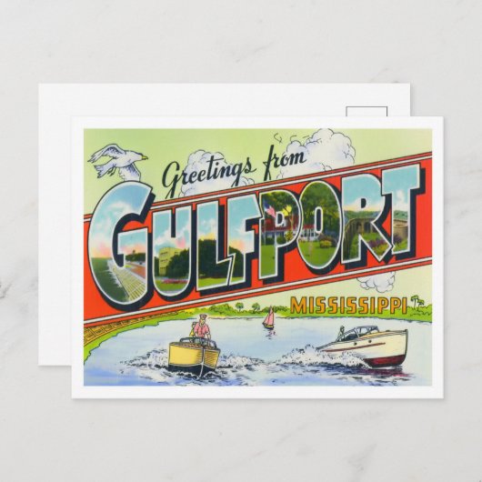 Gulfport,ミシシッピーヴィンテージ大文字葉書 ポストカード (正面/裏面)