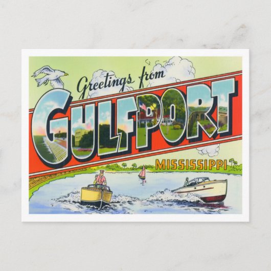 Gulfport，ミシシッピーヴィンテージ大文字葉書 ポストカード (正面)