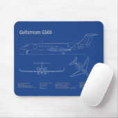 Gulfstream G500 – 飛行機の設計図の計画AD マウスパッド (マウス)