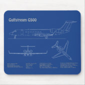 Gulfstream G500 – 飛行機の設計図の計画AD マウスパッド (正面)