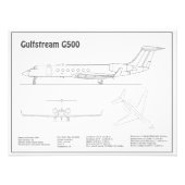 Gulfstream G500 – 飛行機の設計図プランBD フォトプリント (正面)