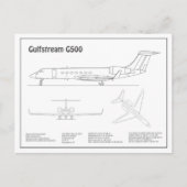 Gulfstream G500 – 飛行機の設計図プランBD ポストカード (正面)