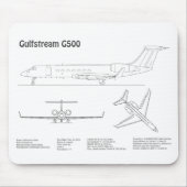 Gulfstream G500 – 飛行機の設計図プランBD マウスパッド (正面)