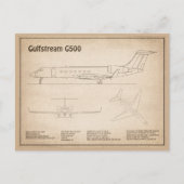 Gulfstream G500 – 飛行機の設計図プランSD ポストカード (正面)