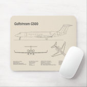 Gulfstream G500 – 飛行機の設計図プランSD マウスパッド (マウス)