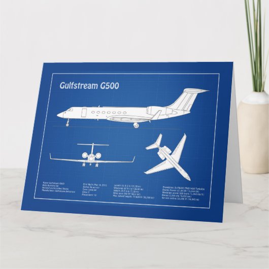 Gulfstream G500 – 飛行機設計図プランABD サンキューカード (正面)