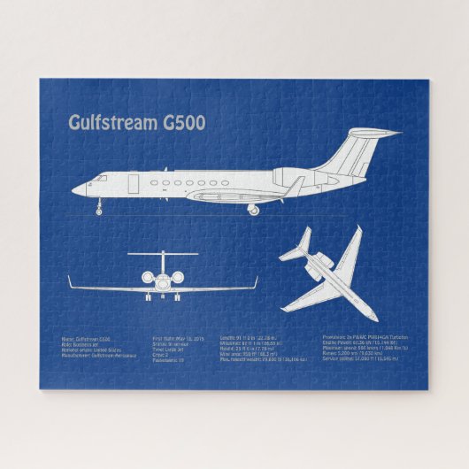 Gulfstream G500 – 飛行機設計図プランABD ジグソーパズル (横)