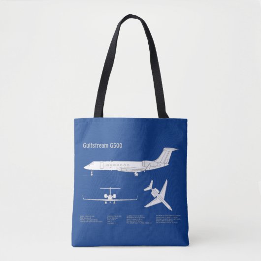 Gulfstream G500 – 飛行機設計図プランABD トートバッグ (正面)