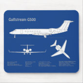 Gulfstream G500 – 飛行機設計図プランABD マウスパッド (正面)
