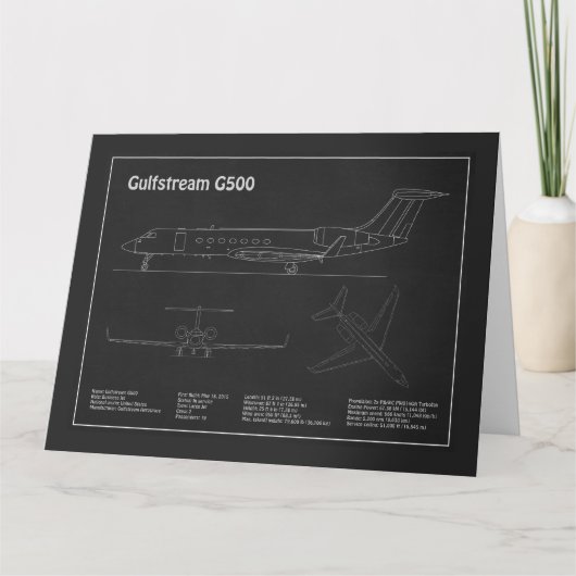 Gulfstream G500 – 飛行機設計図PD サンキューカード (正面)