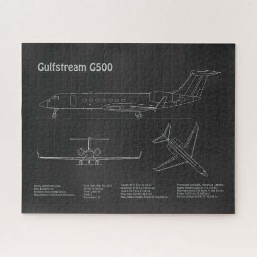 Gulfstream G500 – 飛行機設計図PD ジグソーパズル (横)