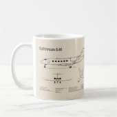 Gulfstream G-IV – 飛行機の設計図プランSD コーヒーマグカップ (左)