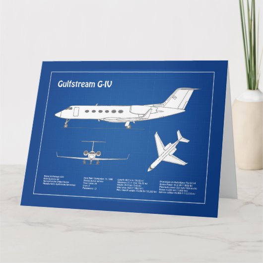 Gulfstream G-IV – 飛行機設計図プランABD サンキューカード (正面)