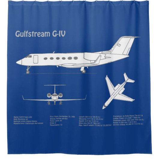 Gulfstream G-IV – 飛行機設計図プランABD シャワーカーテン (正面)