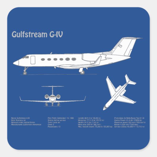 Gulfstream G-IV – 飛行機設計図プランABD スクエアシール (正面)