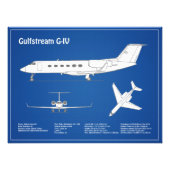 Gulfstream G-IV – 飛行機設計図プランABD フォトプリント (正面)