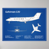 Gulfstream G-IV – 飛行機設計図プランABD ポスター (正面)