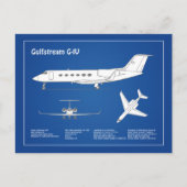 Gulfstream G-IV – 飛行機設計図プランABD ポストカード (正面)