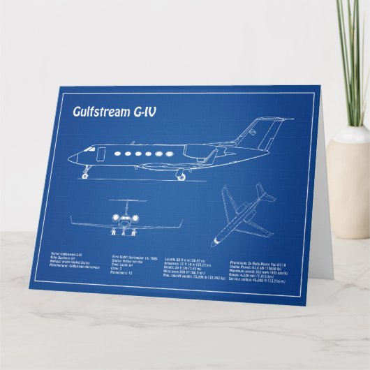 Gulfstream G-IV – 飛行機設計図プランAD サンキューカード (正面)