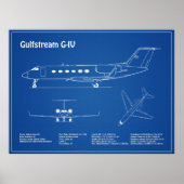 Gulfstream G-IV – 飛行機設計図プランAD ポスター (正面)