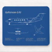 Gulfstream G-IV – 飛行機設計図プランAD マウスパッド (正面)