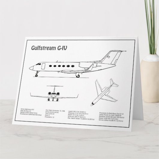 Gulfstream G-IV – 飛行機設計図プランBD サンキューカード (正面)