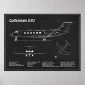 Gulfstream G-IV – 飛行機設計図PD ポスター (正面)