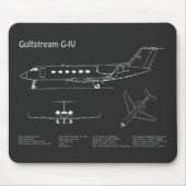 Gulfstream G-IV – 飛行機設計図PD マウスパッド (正面)