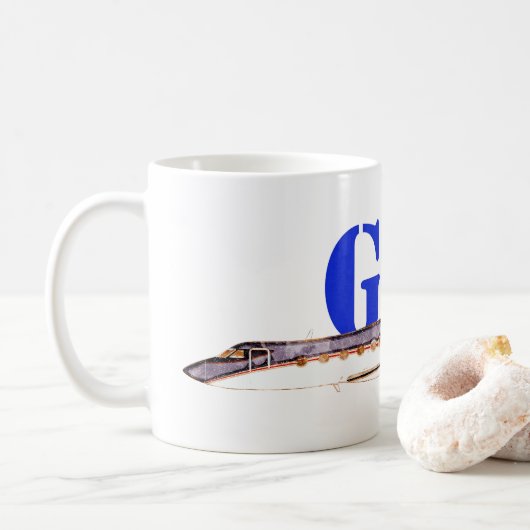Gulfstream GIV Private Jetとタイポグラフィ コーヒーマグカップ (ドーナツ)