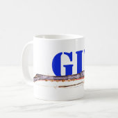 Gulfstream GIV Private Jetとタイポグラフィ コーヒーマグカップ (正面左)