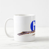 Gulfstream GIV Private Jetとタイポグラフィ コーヒーマグカップ (左)