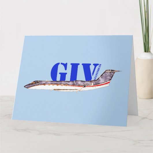 Gulfstream GIV Private Jetとタイポグラフィ サンキューカード (正面)