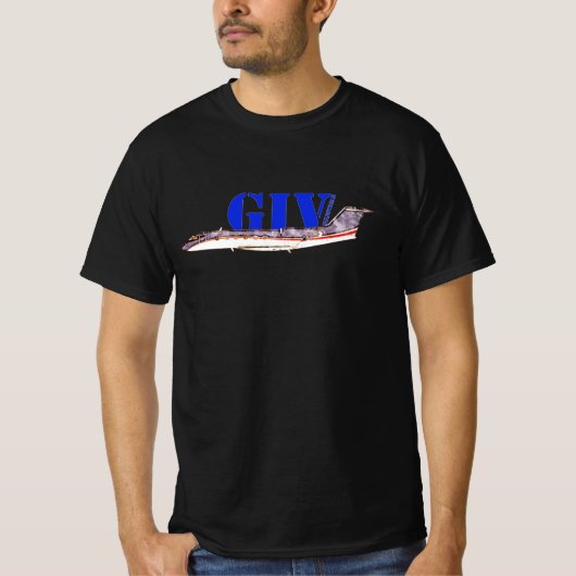 Gulfstream GIV Private Jetとタイポグラフィ Tシャツ (正面)