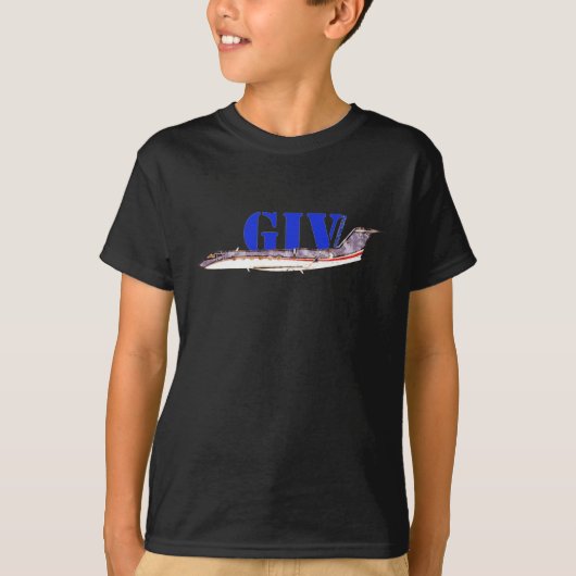 Gulfstream GIV Private Jetとタイポグラフィ Tシャツ (正面)