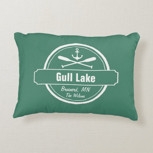 gull湖のミネソタのいかり、かい町および名前 アクセントクッション (裏面)