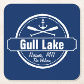gull湖のミネソタのいかり、かい町および名前 スクエアペーパーコースター (正面)