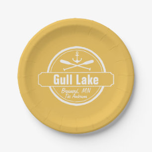 gull湖のミネソタのいかり、かい町および名前 ペーパープレート
