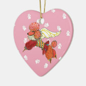 Gulliverの天使の杏子のプードルの陶磁器のハート セラミックオーナメント (左)