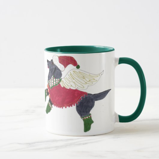 Gulliverの天使の黒いラブラドールのマグ マグカップ (右)