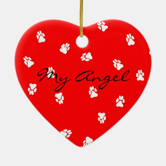 Gulliverの天使はダックスフントの陶磁器のハートをまだらにします セラミックオーナメント (裏面)