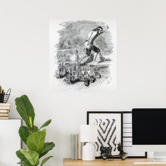 Gulliver stealing the Blefuscudian fleet ポスター (ホームオフィス)