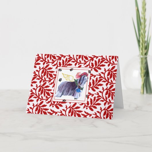 Gulliversの天使の髭があるコリーNOELの休日カード シーズンカード (正面)