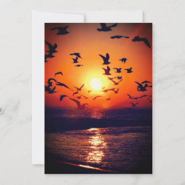 Gulls at Sunset Photo Orange and Black 結婚's 招待状