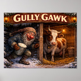 Gully Gawk Icelandic Yule Lad postcard ポスター