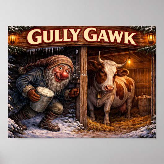 Gully Gawk Icelandic Yule Lad postcard ポスター (正面)