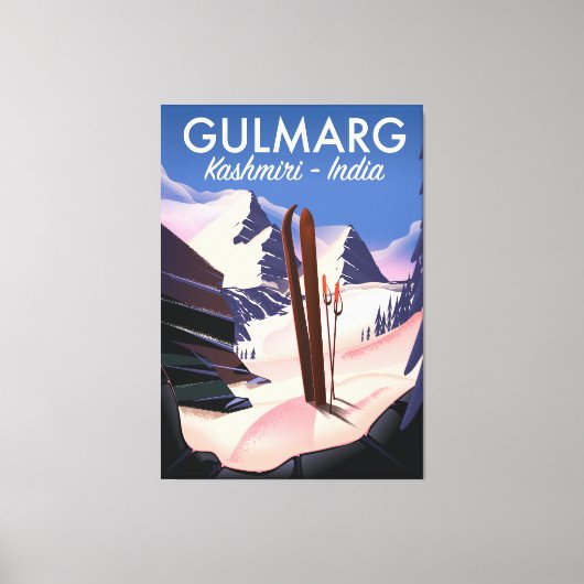 Gulmarg Kashmiri Indiaスキーのポスター キャンバスプリント (正面)